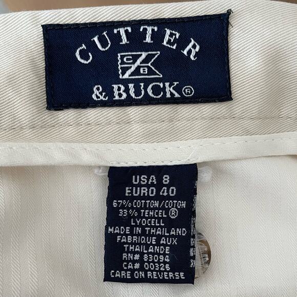Vintage 90s Cutter & Buck Womens Shorts 8 Cream Pleated High Rise Retro Preppy - Picture 3 of 7